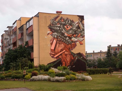 East Side Street Art: Mural na Gajowej 77 - BASE23 + Tobias Kroeger, Białystok 2014, Poland