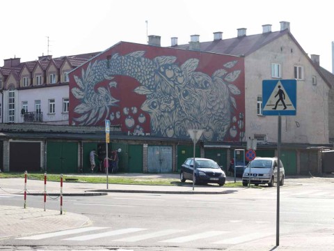 Mural Pawła SWANSKIEGO Kozłowskiego na ścianie przy ul. Waryńskiego 8 w Białymstoku